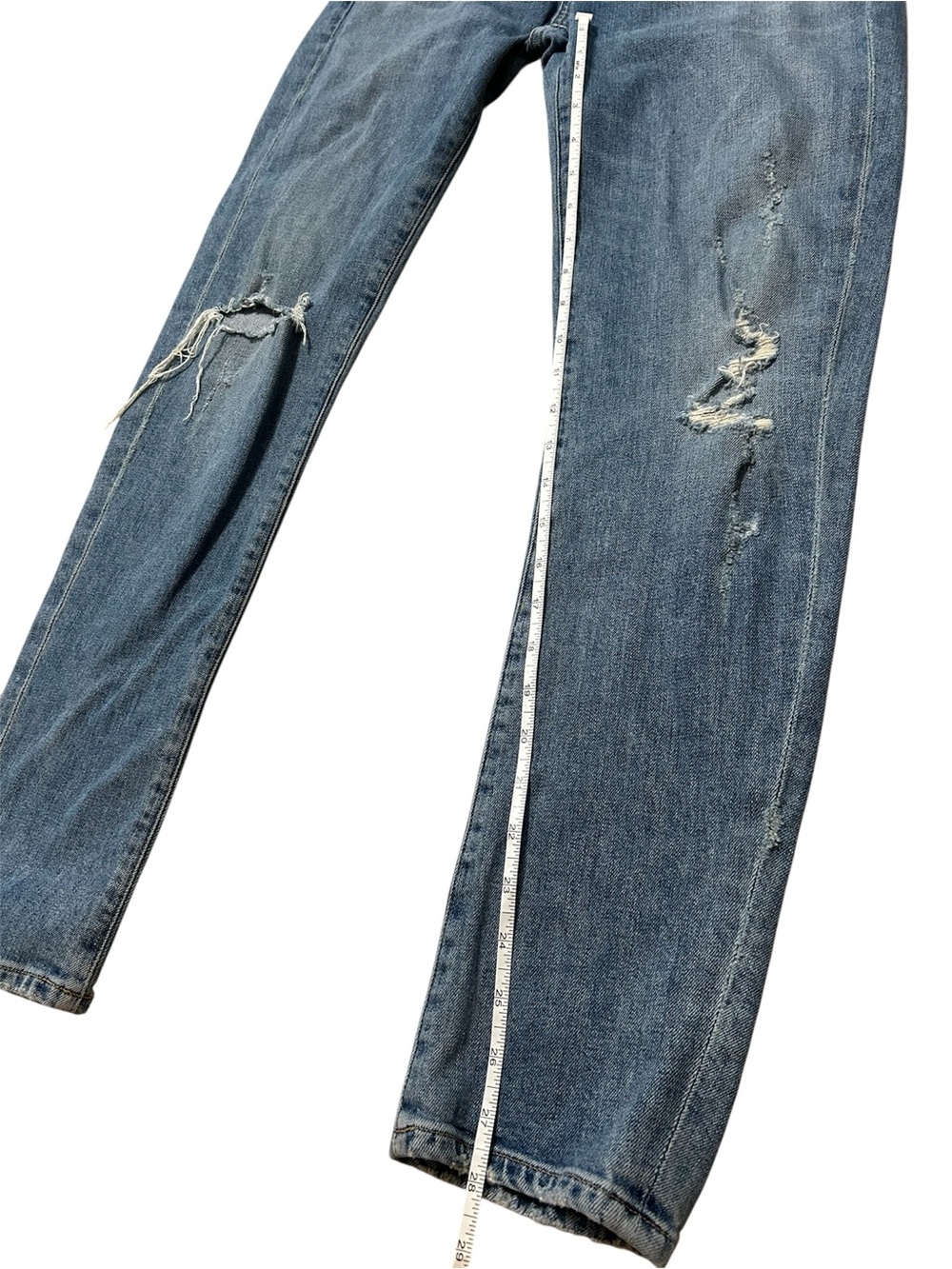 Citizens of Humanity Racer Low Rise Skinny Distressed Medium Wash Denim Jeans - Picture 13 of 15